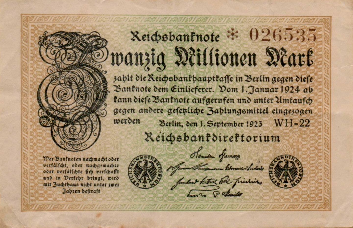 Germany 20000000 1923 XF+ P-108/?